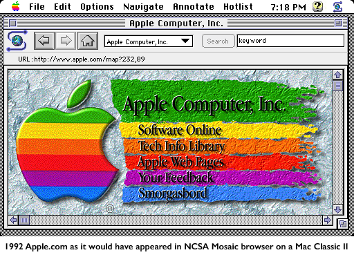 Cel mai timpuriu design al site-ului Apple
